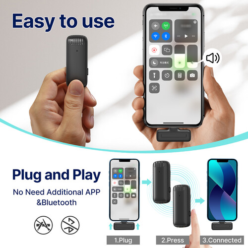 Ulanzi J12 2-Person Wireless Microphone System with Lightning Connector for iOS Devices (Black)