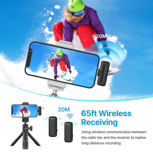 Ulanzi J12 2-Person Wireless Microphone System with Lightning Connector for iOS Devices (Black)