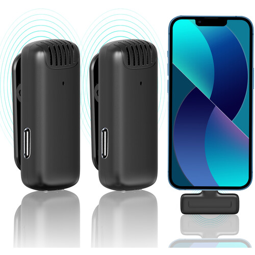 Ulanzi J12 2-Person Wireless Microphone System with Lightning Connector for iOS Devices (Black)