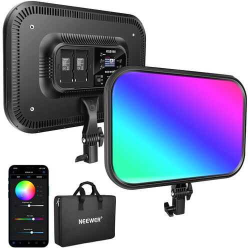 مصباح فيديو LED بشاشة عرض NEEWER RGB168 مقاس 18.3 بوصة