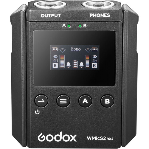 Godox WMicS2 UHF Compact 2-Person Wireless Microphone System for Cameras & Smartphones with 3.5mm (514 to 596 MHz)