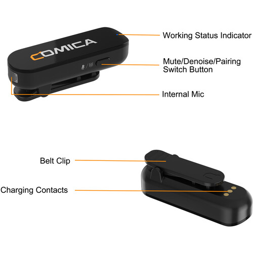 Comica Audio Vimo S MI 2-Person Wireless Microphone System with Lightning Connector for iOS Devices (White, 2.4 GHz)