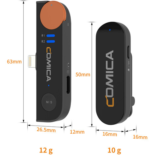 Comica Audio Vimo S MI 2-Person Wireless Microphone System with Lightning Connector for iOS Devices (White, 2.4 GHz)