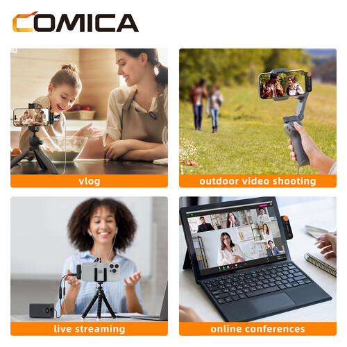 Comica Audio Vimo S MI 2-Person Wireless Microphone System with Lightning Connector for iOS Devices (White, 2.4 GHz)