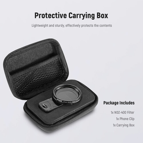 Neewer Phone Clip & 37mm Variable ND2-ND400 Filter (1-9 Stops)