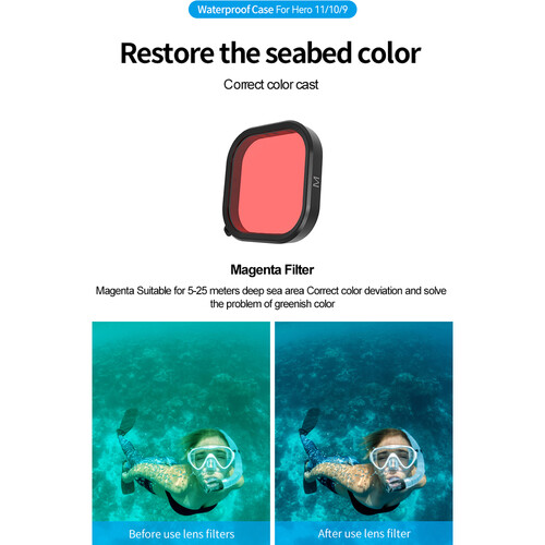 TELESIN Underwater Housing & Lens Filter Kit for GoPro (Purple, Red & Magenta) GP-WTP-904