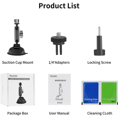 TELESIN Suction Cup Camera Mount with 3-Prong Mount TE-SUC-010