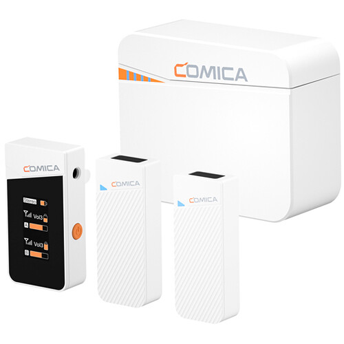 Comica Audio Vimo C3 Mini 2-Person Wireless Microphone System for Cameras Smartphones with 3.5mm (White, 2.4 GHz)