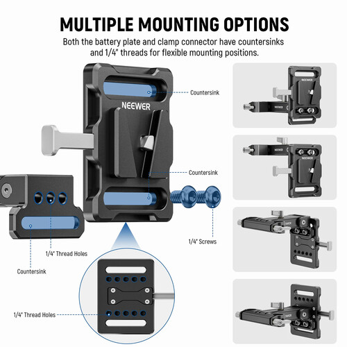 Neewer 15mm LWS Baseplate Kit with V-Mount Battery Plate