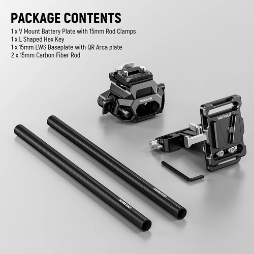 Neewer 15mm LWS Baseplate Kit with V-Mount Battery Plate