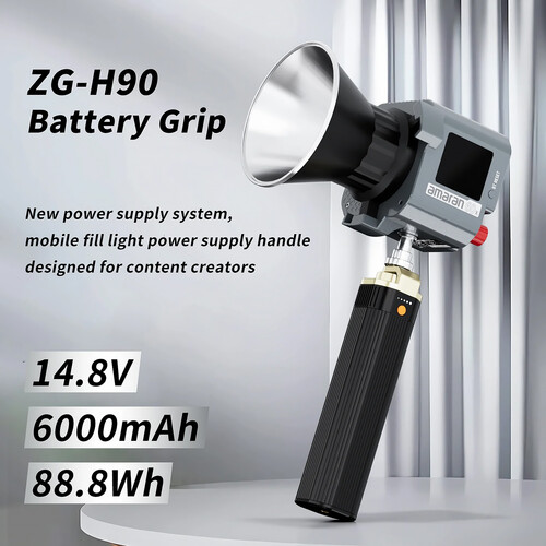 ZG-H90Pro Battery Grip with Bouncy Arri Locating Pin and 180° Rotation Holder（Coiled Braided Cable ）