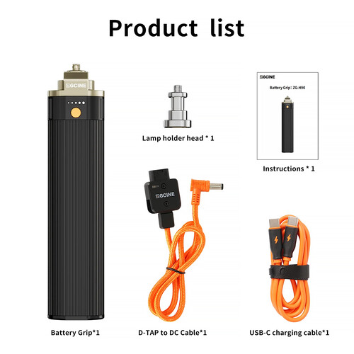 ZG-H90Pro Battery Grip with Bouncy Arri Locating Pin and 180° Rotation Holder（Coiled Braided Cable ）