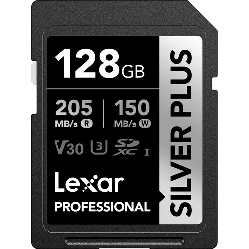 بطاقة ذاكرة Lexar 128GB 205MB/s Professional SILVER PLUS UHS-I SDXC