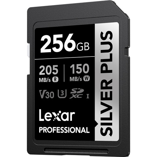 بطاقة ذاكرة Lexar Professional SILVER PLUS UHS-I SDXC بسعة 256 جيجابايت وسرعة 205 ميجابايت/ثانية