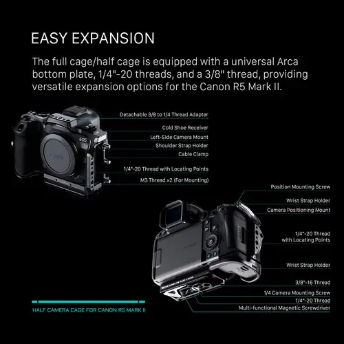 Tilta Lightweight Camera Cage Kit for Canon R5 Mark II (Black) TA-T68-B-B