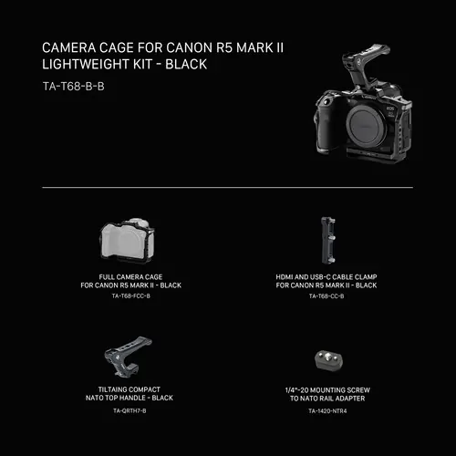 Tilta Lightweight Camera Cage Kit for Canon R5 Mark II (Black) TA-T68-B-B
