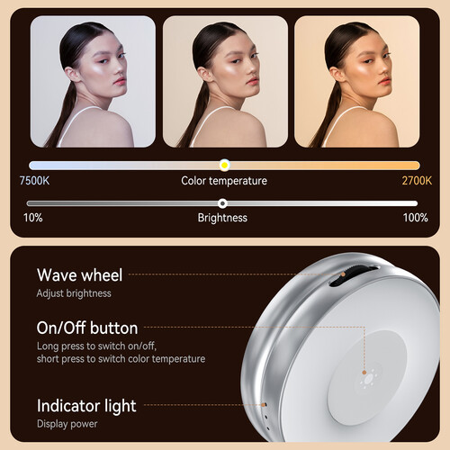 TELESIN C03 Magnetic Ring Light for Phones (Silver) S5-BGD-01