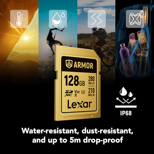 Lexar 128GB ARMOR GOLD UHS-II SDXC Memory Card