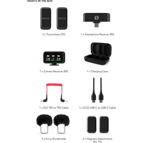 RODE Wireless Micro 2-Person Ultracompact Wireless Microphone System with USB-C Connector (2.4 GHz, Black)