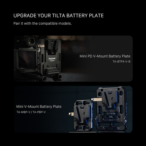 Tilta Mini PD V-Mount Battery Plate with Adjustable Arca Receiver Kit TA-BTP4K-V-B Tilta Mini PD V-Mount Battery Plate with Adjustable Arca Receiver Kit TA-BTP4K-V-B