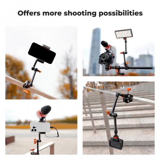 K&F Concept 11″ Magic Arm with Super Clamp, Articulating Friction Arm Kit with 1/4″ & 3/8″ Screw & Cold Shoe Mount (KF31.132)