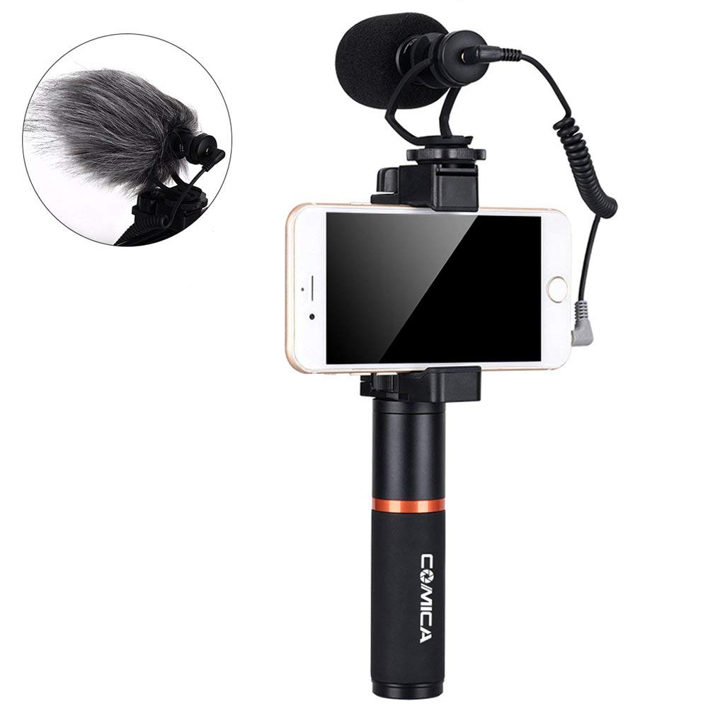 Comica smartphone video kit CVM-VM10-K1 Filmmaker Handle Grip with Shotgun Video Microphone Video Rig