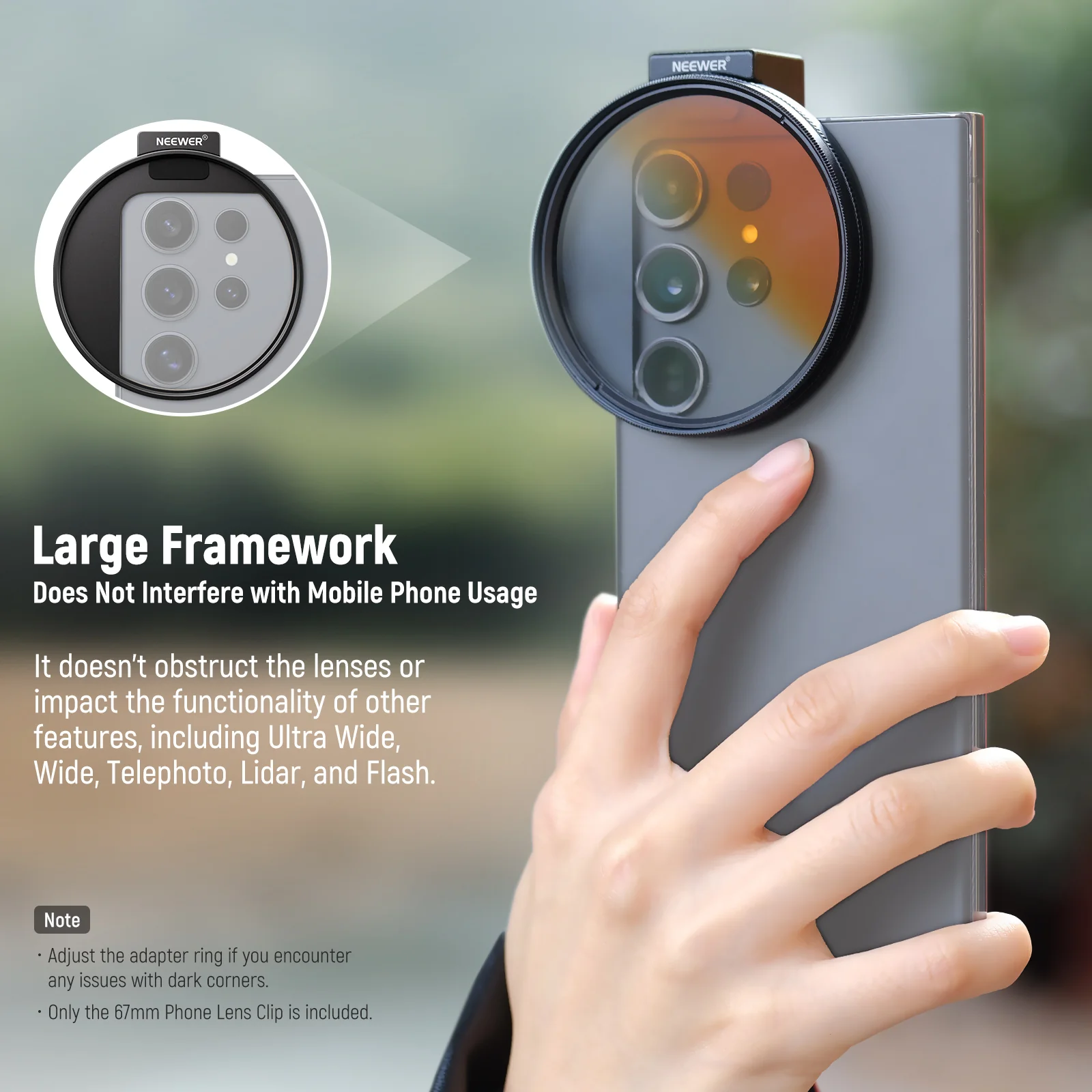 NEEWER LA006 Upgraded 67mm Phone Filter Mount