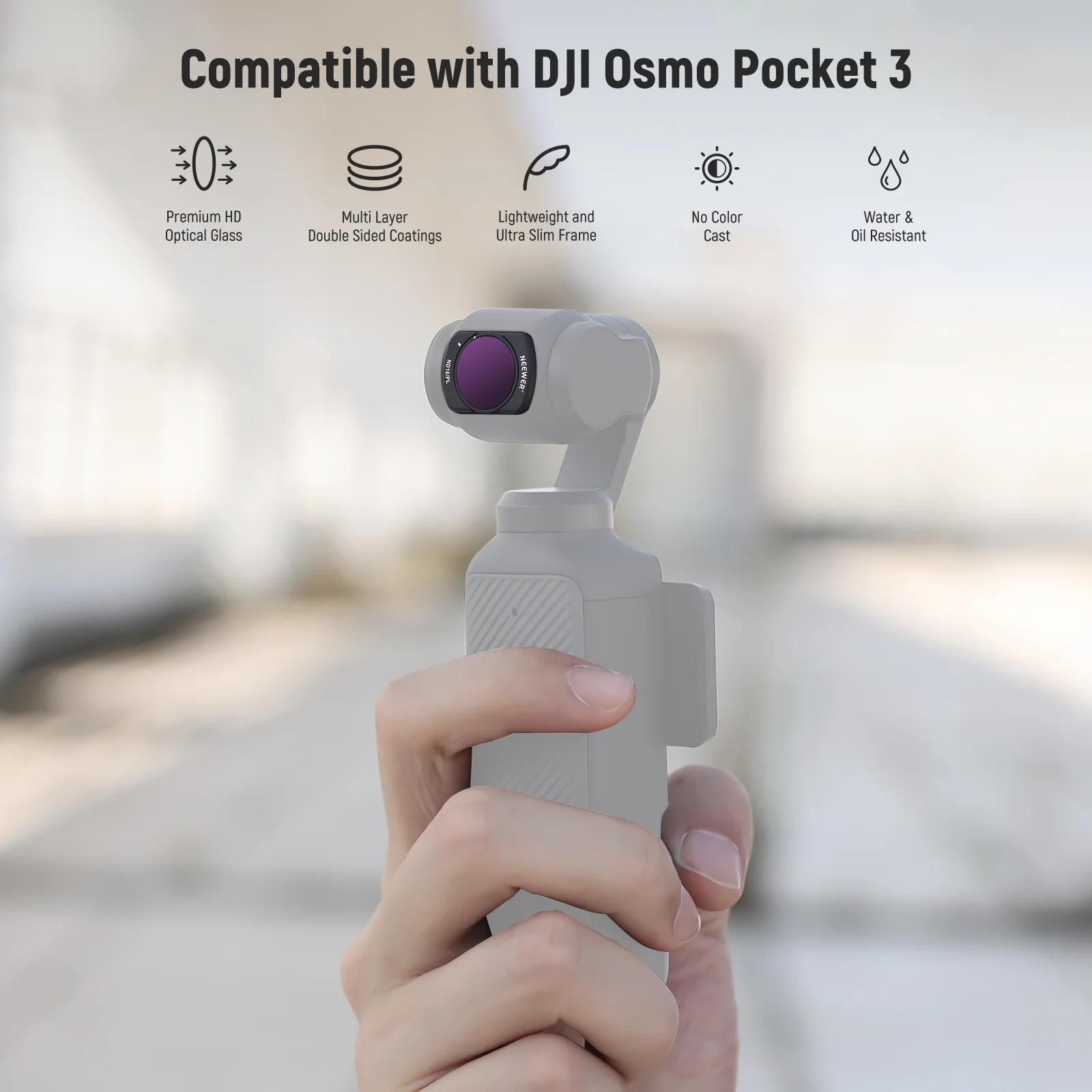 مجموعة فلاتر NEEWER FL-P10 المغناطيسية ND وCPL وFeather لكاميرا DJI Osmo Pocket 3، مكونة من 14 فلترًا