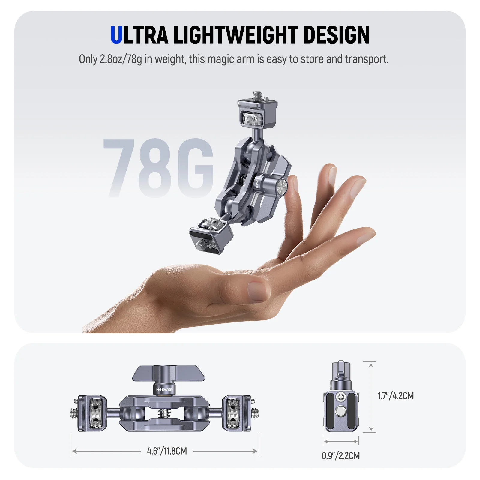 NEEWER UA070 Lightweight Magic Arm with 1/4" Screws