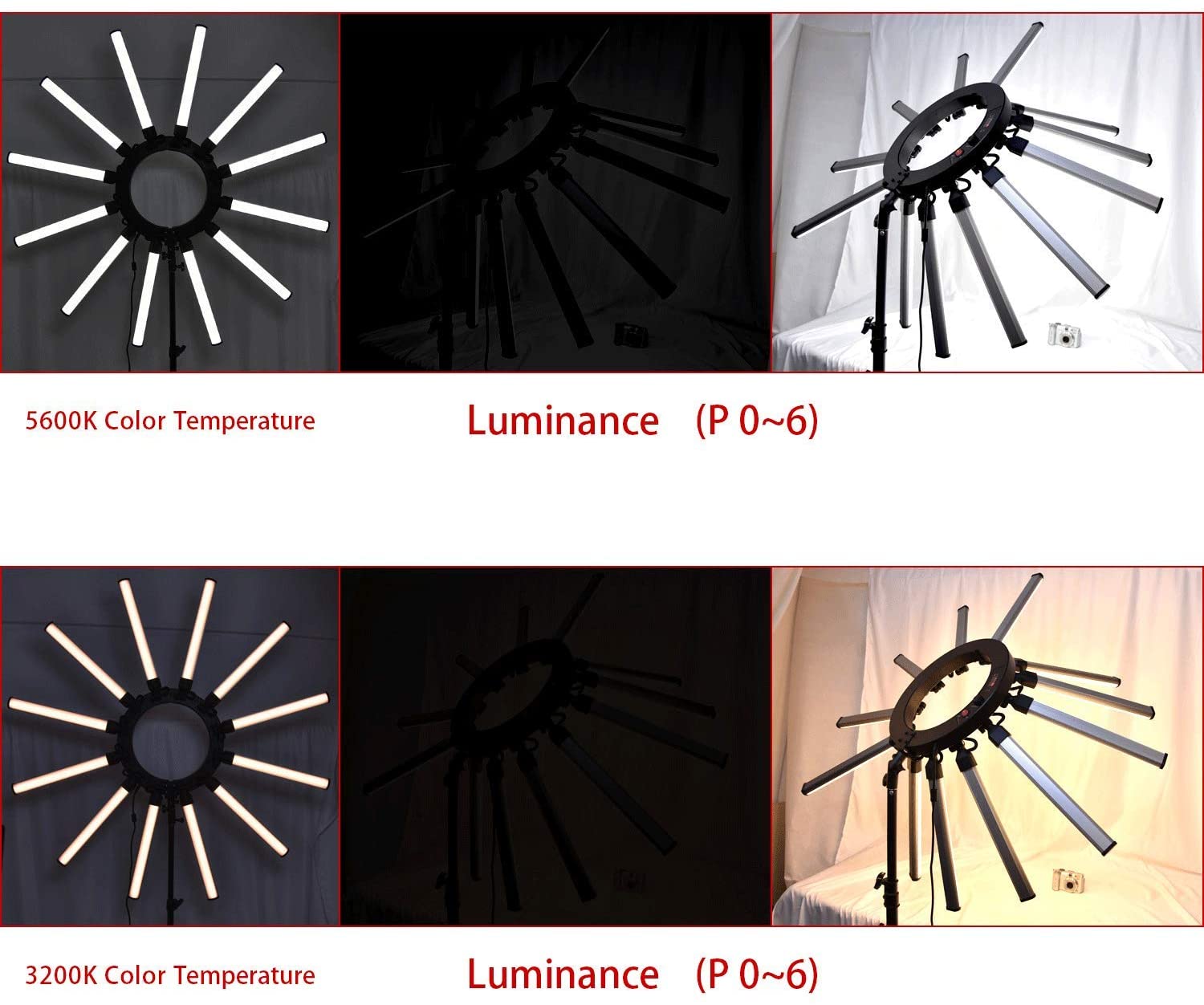 Starlight light Ring Light Photographic Lighting Dimmable 3200-5600k 12 Tubes Led Camera Photo Studio Phone Photography light Lamp Video LED Light Kit,Phone Video Shooting,Youtube,Portrait,Selfie