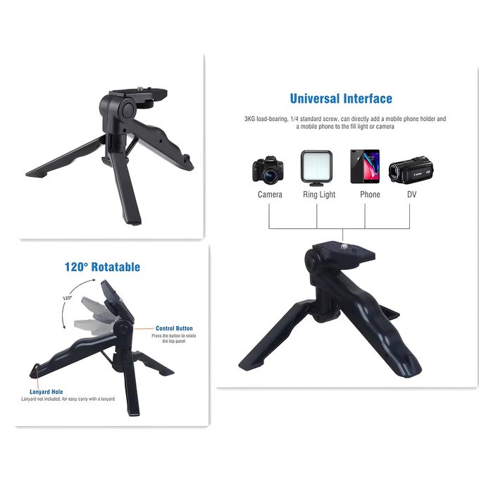 PLOKAMA Flexible Tripod With LED Light, High-Quality Microphone, And Remote Control - Ideal For Video Shooting - Lightweight And Easy To Use - Model PK-771
