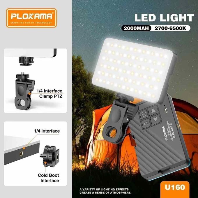 PLOKAMA U160 RGB LED lighting is powerful and rotating with various lighting modes to highlight your camera, mobile phone, or computer. It is also an external lighting for all content creation (YouTube - TikTok - Facebook).