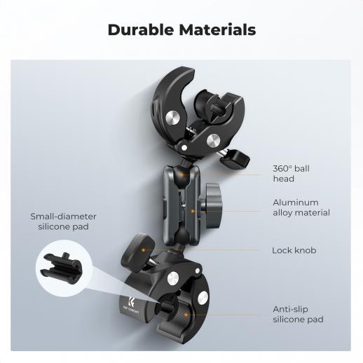 K&F Concept Dual Super Clamp 360° Ball Head Handlebar Mount (KF31.204S2) K&F Concept Dual Super Clamp 360° Ball Head Handlebar Mount (KF31.204S2)