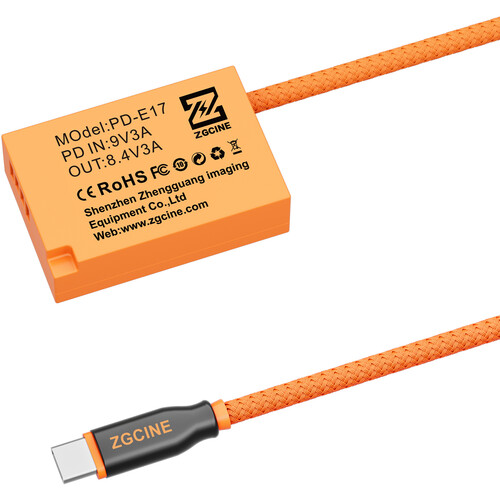 ZGCINE USB-C to LP-E17 Braided Dummy Battery Cable (23.6") ZGCINE USB-C to LP-E17 Braided Dummy Battery Cable (23.6")