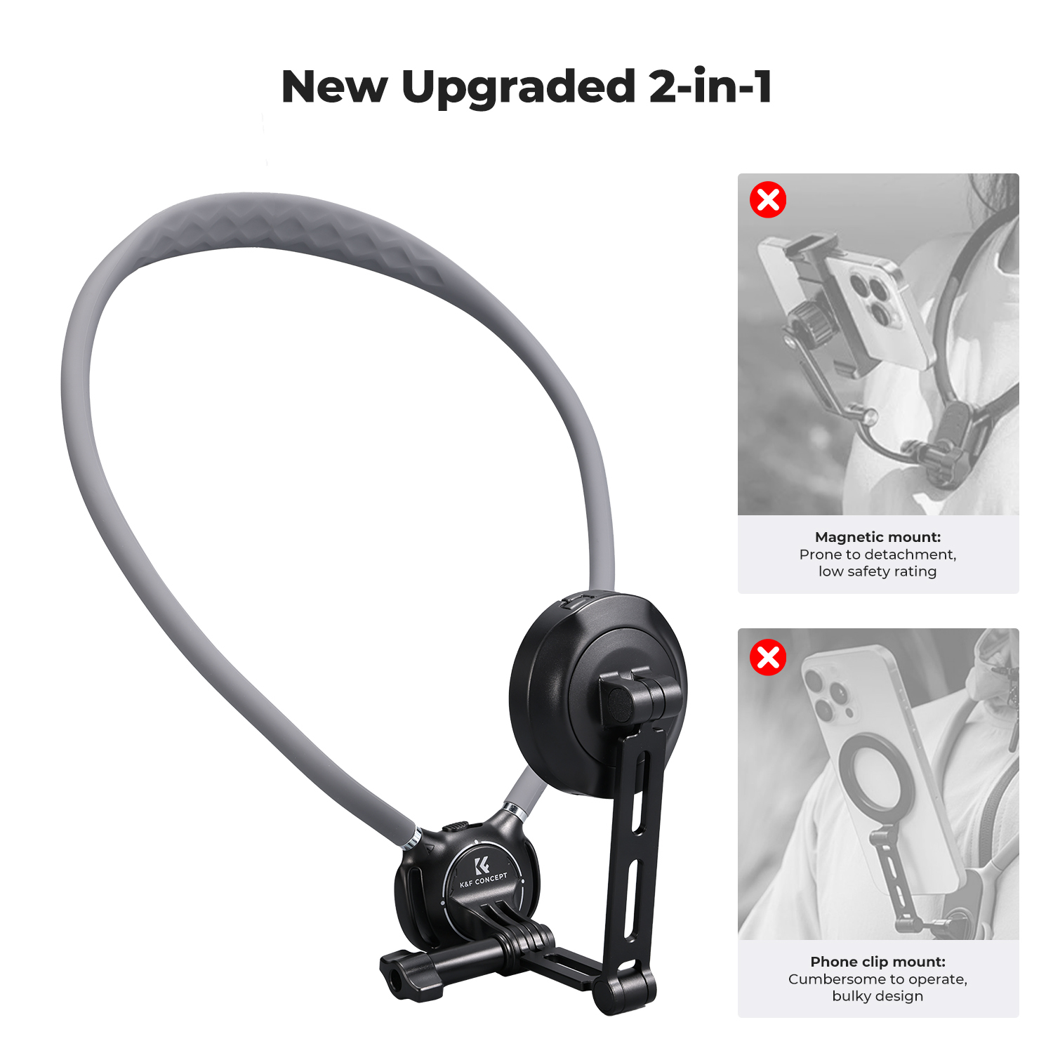 K&F Concept Neck Phone Mount – Grey (KF15.0072)