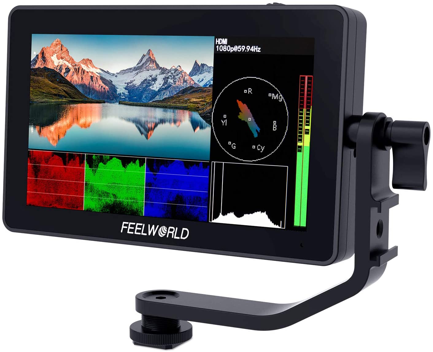 FEELWORLD F6 Plus 5.5 inch DSLR Camera Field Touch Screen Monitor with HDR 3D Lut Small Full HD 1920x1080 IPS Video Peaking Focus Assist 4K HDMI 8.4V DC Input Output Include Tilt Arm