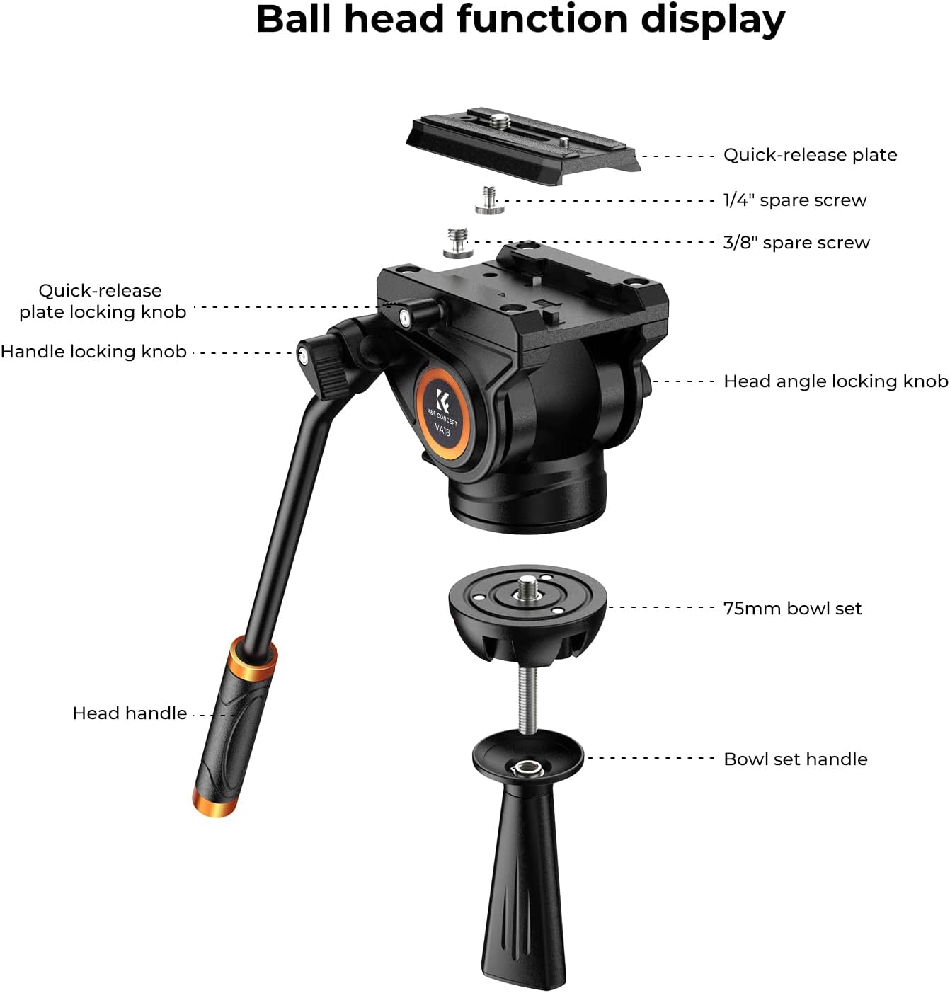 K&F Concept 72″ Heavy Duty Video Tripod Fluid Head Aluminum (KF09.121) K&F Concept 72″ Heavy Duty Video Tripod Fluid Head Aluminum (KF09.121)