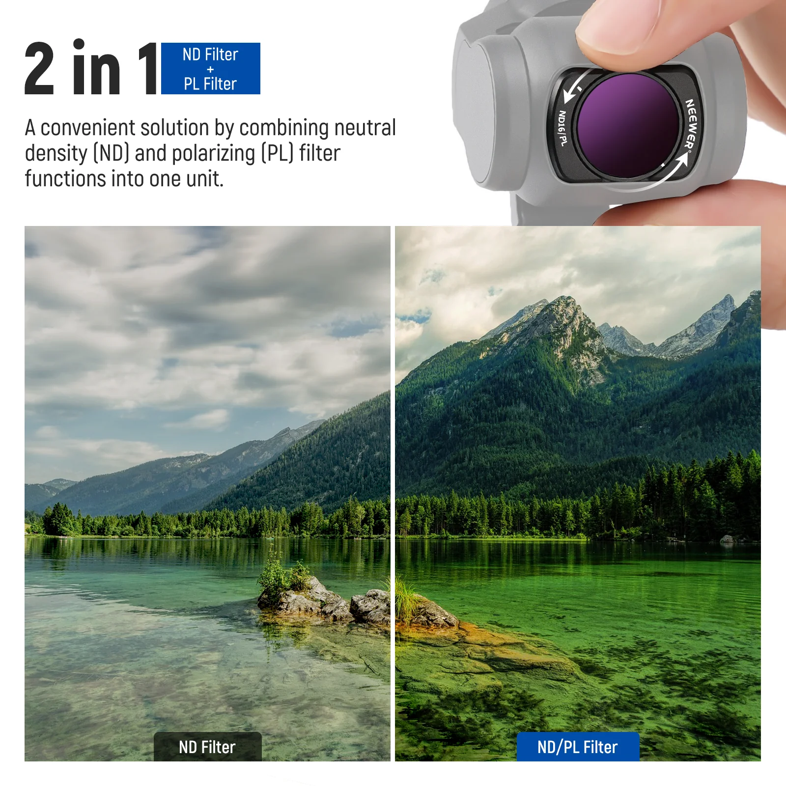 مجموعة فلاتر NEEWER FL-P10 المغناطيسية ND وCPL وFeather لكاميرا DJI Osmo Pocket 3، مكونة من 14 فلترًا
