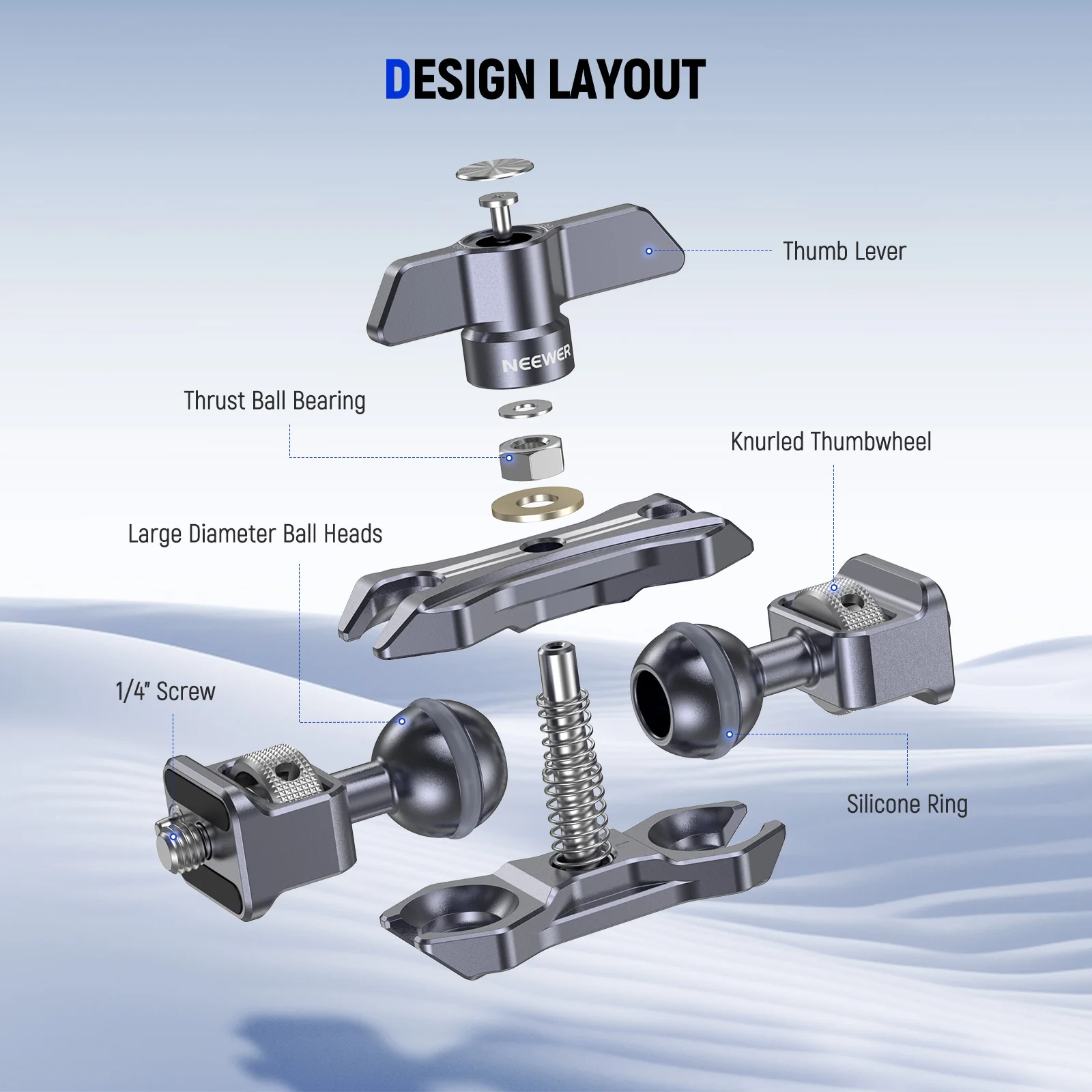 NEEWER UA070 Lightweight Magic Arm with 1/4" Screws