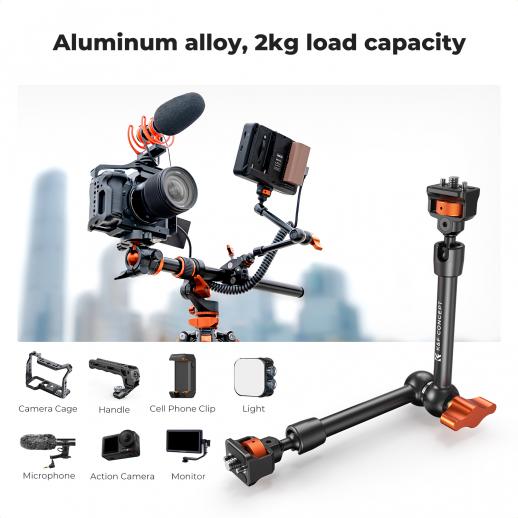 K&F Concept 11″ Magic Arm with Super Clamp, Articulating Friction Arm Kit with 1/4″ & 3/8″ Screw & Cold Shoe Mount (KF31.132) K&F Concept 11″ Magic Arm with Super Clamp, Articulating Friction Arm Kit with 1/4″ & 3/8″ Screw & Cold Shoe Mount (KF31.132)