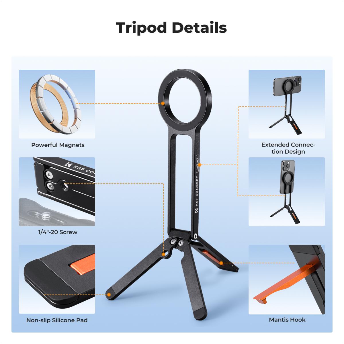 K&F Concept Magnetic Phone Tripod Stand for iPhone (KF31.139)