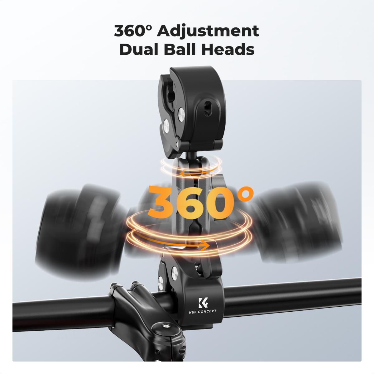 K&F Concept Dual Super Clamp 360° Ball Head Handlebar Mount (KF31.204S2) K&F Concept Dual Super Clamp 360° Ball Head Handlebar Mount (KF31.204S2)