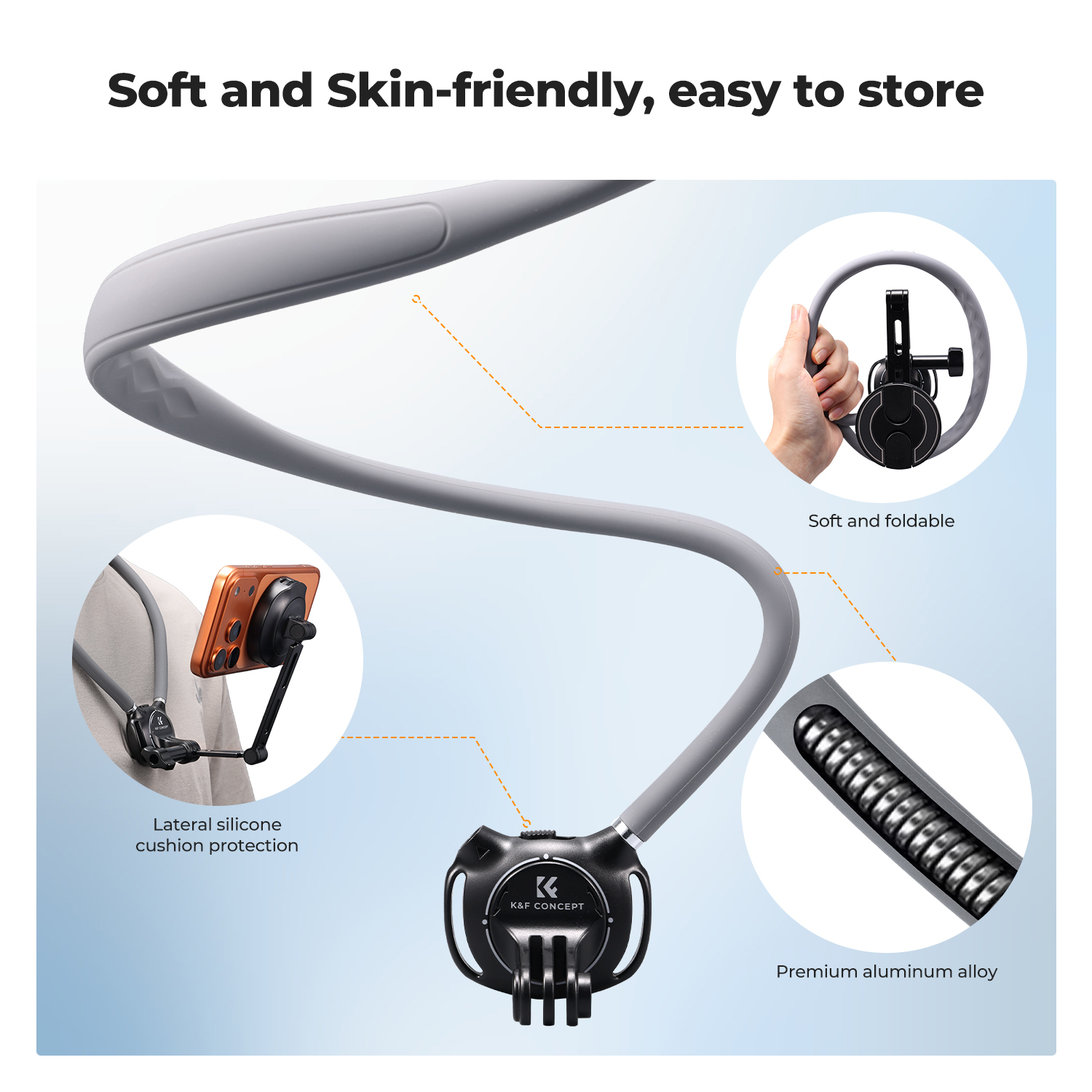 K&F Concept Neck Phone Mount – Grey (KF15.0072)
