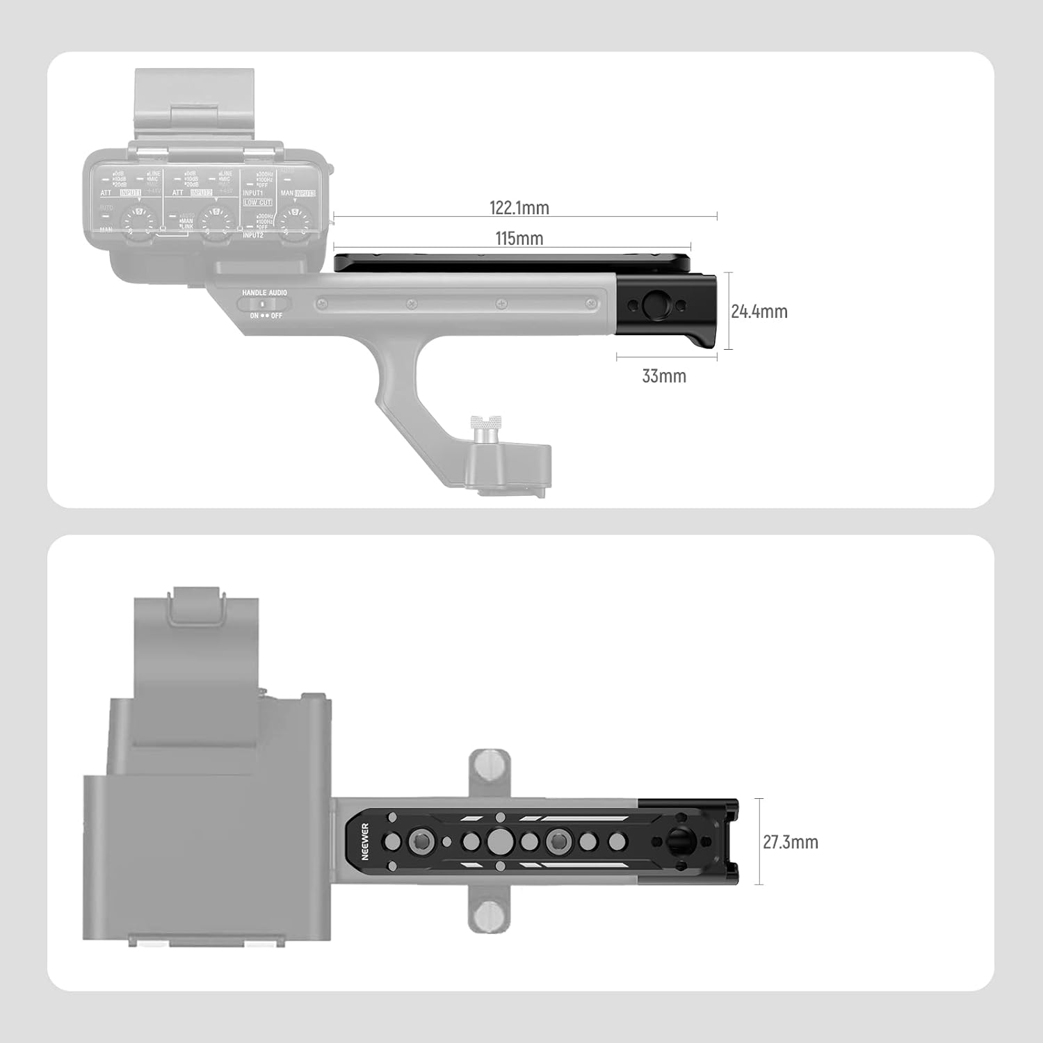 NEEWER Extension Rig Compatible with Sony XLR Handle for FX3/FX30 Camera, Extension with NATO Rail, Cold Shoe, 1/4" & 3/8" Threads, ARRI Locating Holes, Compatible with SmallRig Accessories, CA015