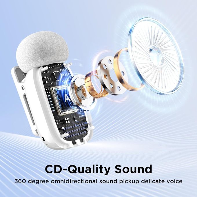BOYA Mini 13 For ( Andriod Type C and I phone IOS ) Dual Wireless Microphone With Charging Case "White"
