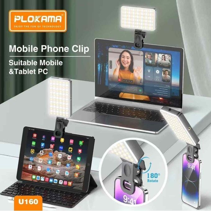 PLOKAMA U160 RGB LED lighting is powerful and rotating with various lighting modes to highlight your camera, mobile phone, or computer. It is also an external lighting for all content creation (YouTube - TikTok - Facebook).
