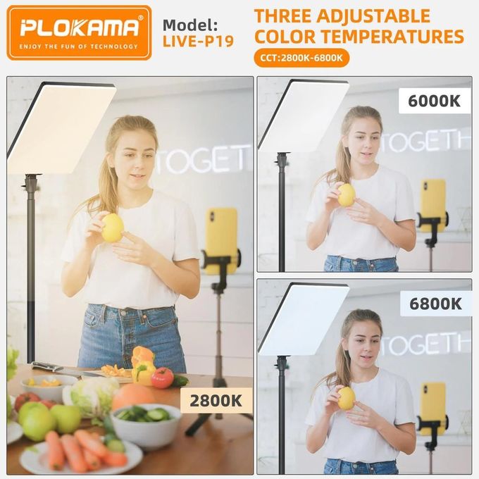 Live-P19 PLOKAMA Professional Photography LED Light with 3 Colors (White, Warm, Cold), 700 Lamp Beads with Remote Control for Photo Sessions and Content Making (Facebook - TikTok - YouTube)