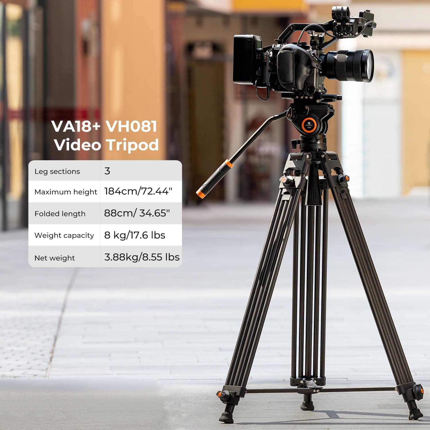 K&F Concept 72″ Heavy Duty Video Tripod Fluid Head Aluminum (KF09.121) K&F Concept 72″ Heavy Duty Video Tripod Fluid Head Aluminum (KF09.121)