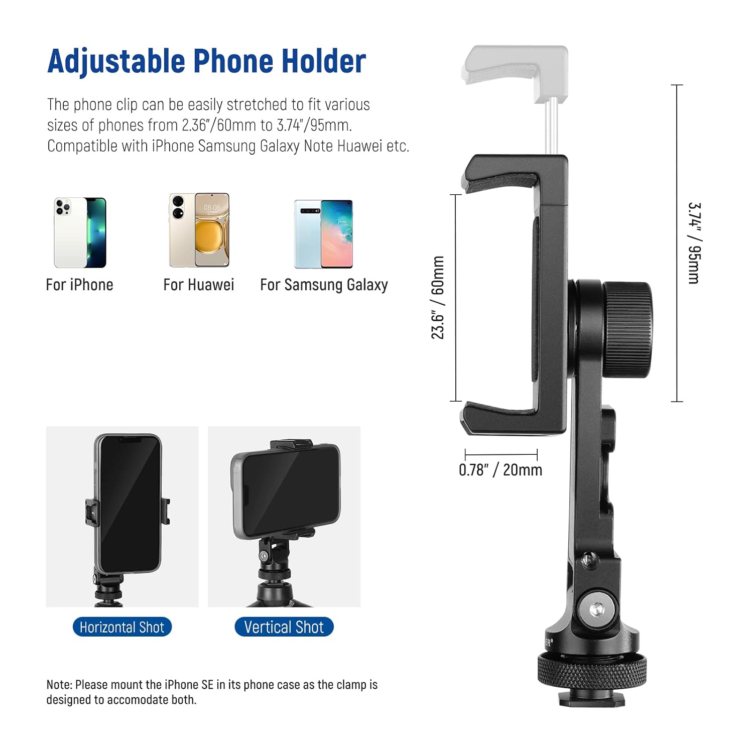NEEWER SP-08 Metal Phone Tripod Mount Adapter