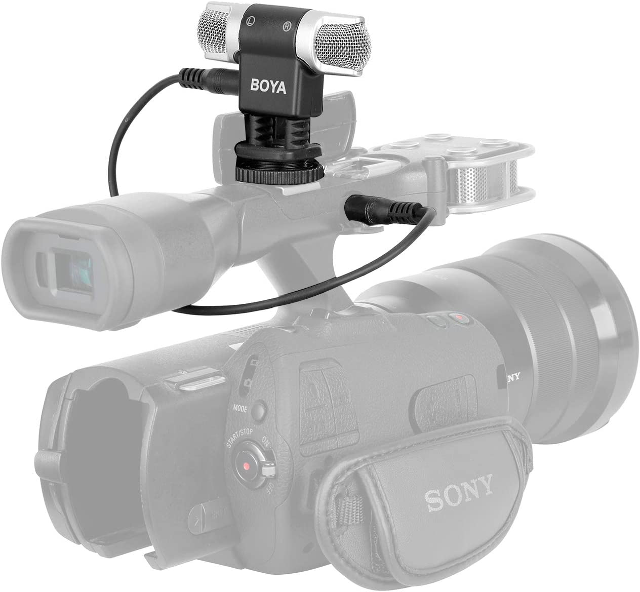 Boya MM3 Compact Condenser Stereo Video Microphone with Shock Mount, Foam & Deadcat Windscreens, Case
